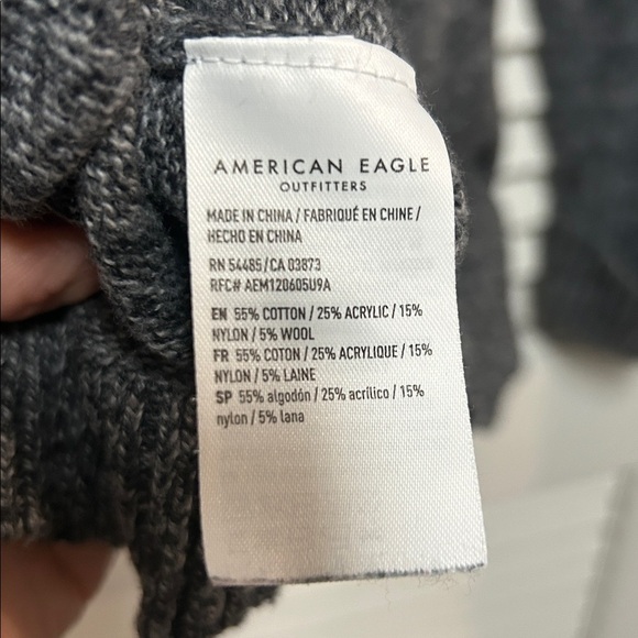 American Eagle Outfitters Charcoal Knit Sweater with black chest stripes - Picture 4 of 4